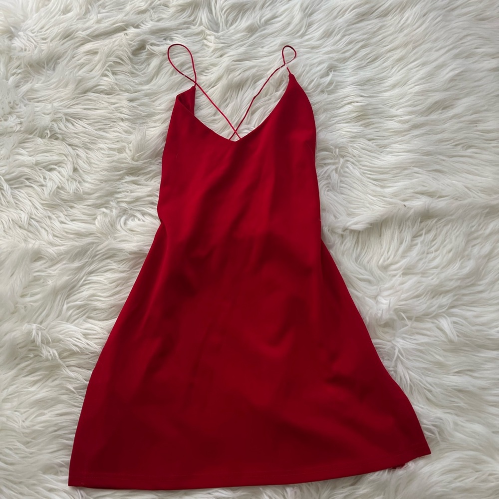 Womens Elegant Red Slip Dress